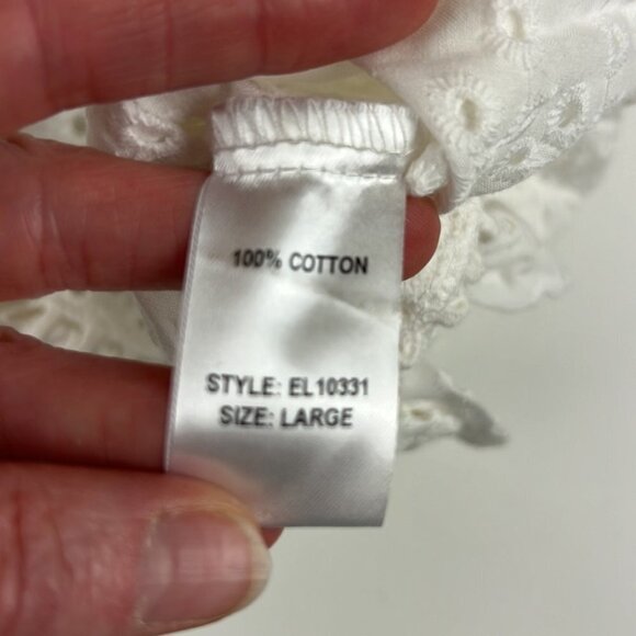 Elan Halter White Eyelet Tank Top - Picture 6 of 9